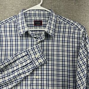 Untuckit Allendale Shirt Men Size XL Plaid Blue Long Sleeve Nylon Casual